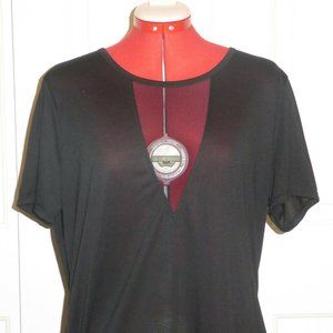 2XL Sheer V Athletic Loose Fit Black Shirt CASCADE